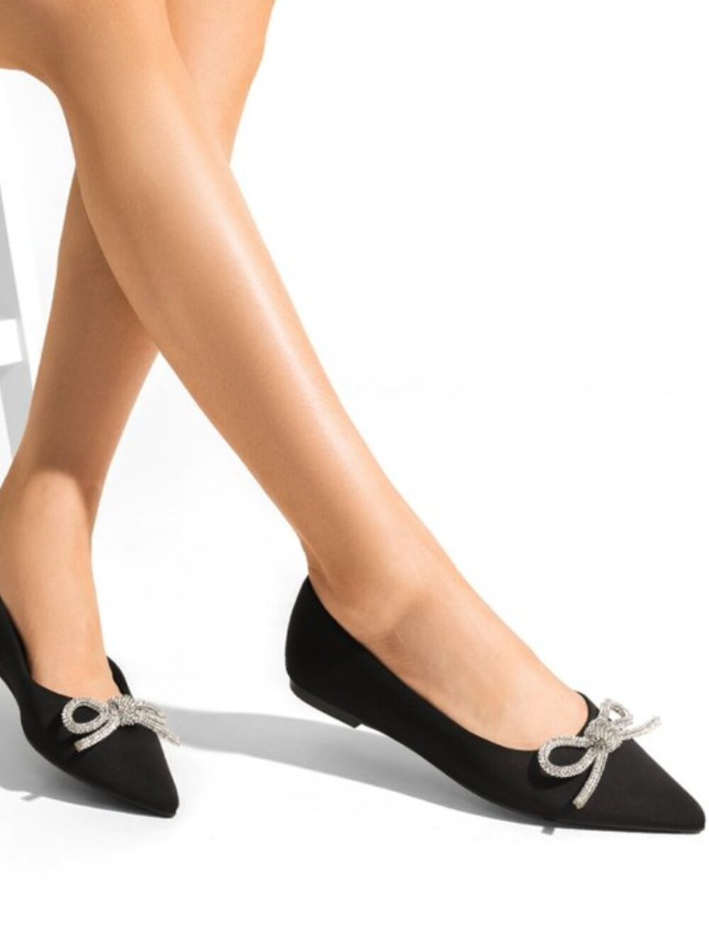 DREAM PAIRS Rhinestone Bow Pointed Toe Flats